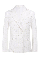 Laden Sie das Bild in den Galerie-Viewer, Weißer Karierter Zweireihiger Eingekerbtes 2-Teiliger Abschlussballanzug für Herren