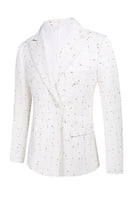 Laden Sie das Bild in den Galerie-Viewer, Weißer Karierter Zweireihiger Eingekerbtes 2-Teiliger Abschlussballanzug für Herren