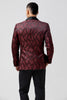 Laden Sie das Bild in den Galerie-Viewer, Rot 2-Teiliger Jacquard Ein-Knopf Schal Revers Herren Hochzeitsanzug