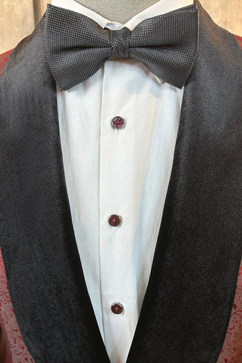 Burgunder Glitter 2-Teiliger Jacquard Ein-Knopf Schal Revers Herren Ballanzug