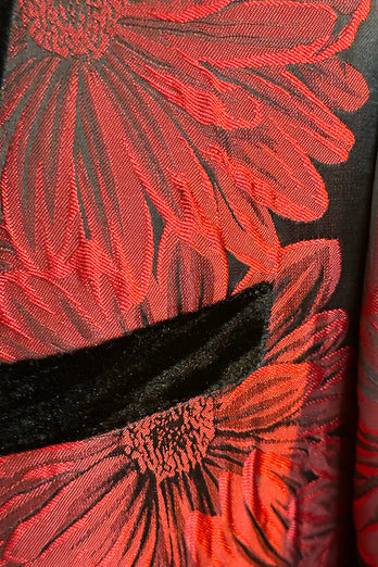 Burgunder Glitter 2-Teiliger Jacquard Ein-Knopf Schal Revers Herren Ballanzug
