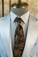 Laden Sie das Bild in den Galerie-Viewer, Hellblau Floral Ein-Knopf Spitzenrevers 2-Teiliger Herrenanzug