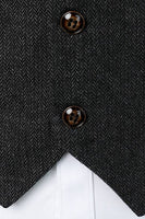 Laden Sie das Bild in den Galerie-Viewer, Schwarze Einreihige Retro Freizeitweste für Herren mit V-Ausschnitt