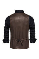 Laden Sie das Bild in den Galerie-Viewer, Braune Einreihige Freizeitweste aus Veloursleder mit V-Ausschnitt