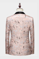 Laden Sie das Bild in den Galerie-Viewer, Leichter Khaki Ein-Knopf Jacquard Schalrevers 2-Teiliger Ballanzug für Herren