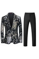 Laden Sie das Bild in den Galerie-Viewer, Hellrosa Gekerbte Revers Jacquard Ein-Knopf 2-Teiliger Herren Ballanzug