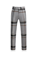 Laden Sie das Bild in den Galerie-Viewer, Grau Gestreiftes Ein-Knopf Gekerbtes Revers Herren 3-Teiliger Abendanzug