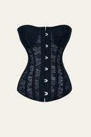 Laden Sie das Bild in den Galerie-Viewer, Schwarze Stahl-Knochenspitze Sechs-Sterne-Blumen-Korsett-Shapewear
