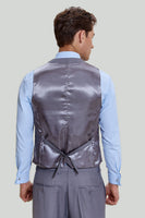 Laden Sie das Bild in den Galerie-Viewer, Graue Gekerbtes Revers Herren 3-Teiliger mit Einem-Knopf Abendanzug