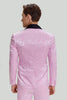 Laden Sie das Bild in den Galerie-Viewer, Rosa Schal Revers Jacquard Satin Ein-Knopf 3-Teiliger Herren Ballanzug