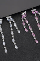 Laden Sie das Bild in den Galerie-Viewer, Rosa Strass Lange Ohrringe
