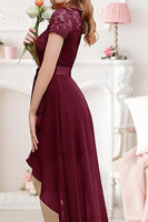 Laden Sie das Bild in den Galerie-Viewer, Aprikose Boot Ausschnitt Chiffon Cocktailkeider mit Schärpe