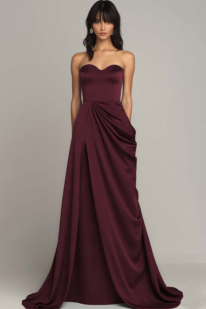 Laden Sie das Bild in den Galerie-Viewer, Schwarz Herz Ausschnitt Satin A Linie Lange Formelle Kleid