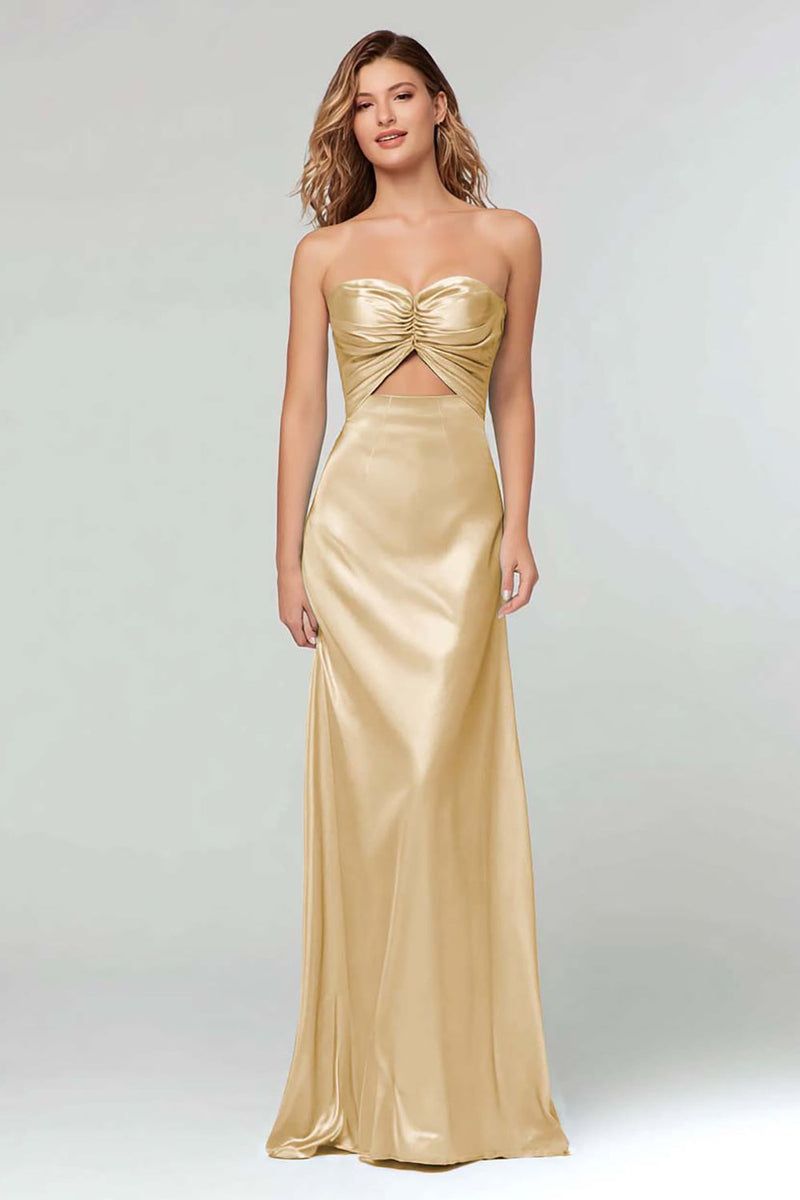 Laden Sie das Bild in den Galerie-Viewer, Blue Schatz Etui Satin Maxi Formelle Kleid
