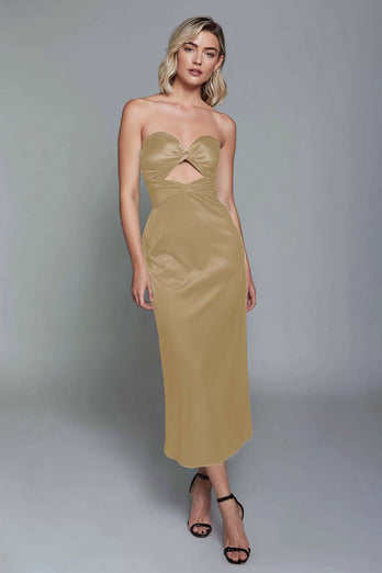 Dunkelgrün Schatz Etui Satin Knöchellänge Formelle Kleid
