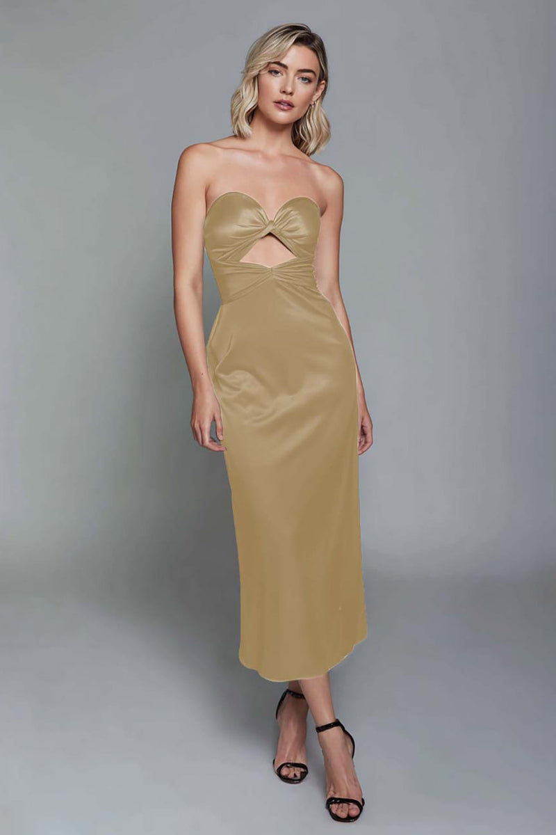 Laden Sie das Bild in den Galerie-Viewer, Dunkelgrün Schatz Etui Satin Knöchellänge Formelle Kleid