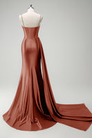 Laden Sie das Bild in den Galerie-Viewer, Glitzer Dunkelgrün Pailletten Spaghettiträger Lange Abendkleid mit Schlitz