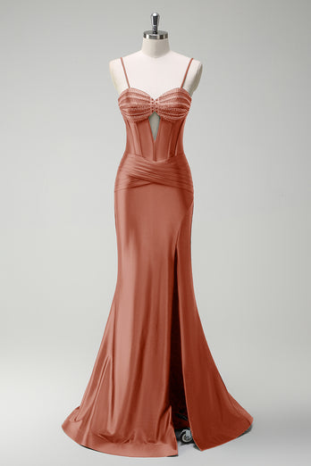 Glitzer Dunkelgrün Korsett Meerjungfrau Lange Satin Abendkleid