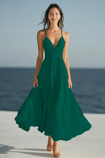 Elfenbein A Linie Spaghettiträger Boho Maxi Standesamtkleid