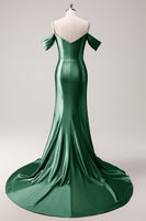 Laden Sie das Bild in den Galerie-Viewer, Glitzer Erröten Satin Schulterfrei Lange Abendkleid