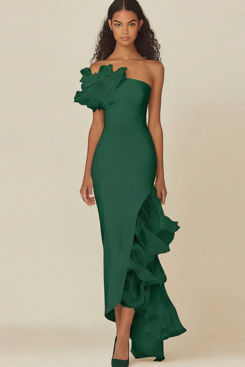 Laden Sie das Bild in den Galerie-Viewer, Weiß Etuikleid Rüschen Langes Standesamt Kleid