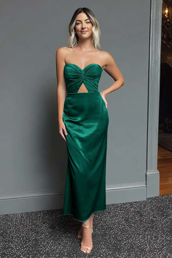 Dunkelblau Schatz Etui Satin Maxi Formelle Kleid