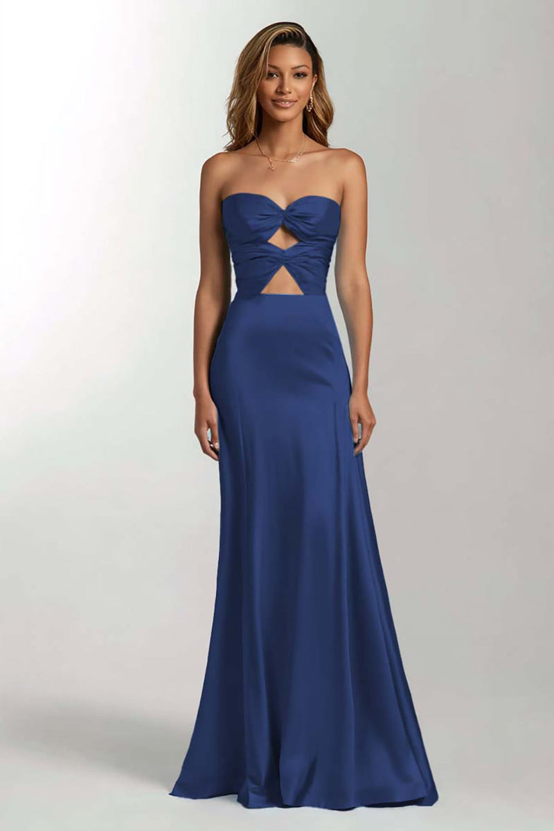 Laden Sie das Bild in den Galerie-Viewer, Dunkelgrün Meerjungfrau Schatz Satin Maxi Formelle Kleid