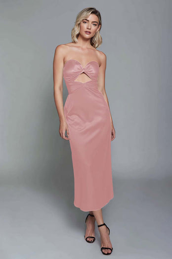 Dunkelgrün Schatz Etui Satin Knöchellänge Formelle Kleid
