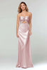 Laden Sie das Bild in den Galerie-Viewer, Blue Schatz Etui Satin Maxi Formelle Kleid