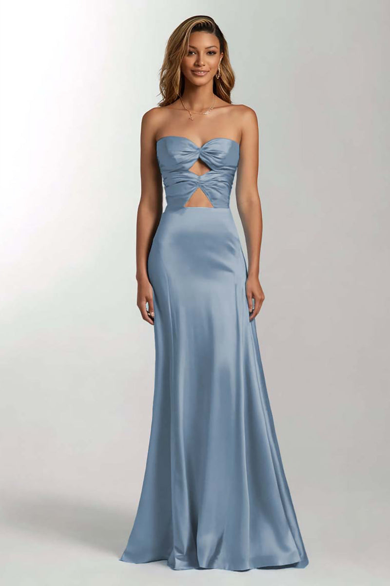 Laden Sie das Bild in den Galerie-Viewer, Dunkelgrün Meerjungfrau Schatz Satin Maxi Formelle Kleid