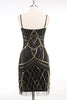 Laden Sie das Bild in den Galerie-Viewer, Schwarz Gold Bodycon Spaghettiträger Pailletten 20er Jahre Kleid