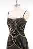 Laden Sie das Bild in den Galerie-Viewer, Schwarz Gold Bodycon Spaghettiträger Pailletten 20er Jahre Kleid