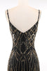 Laden Sie das Bild in den Galerie-Viewer, Glitzernd Schwarz Gold Bodycon Pailletten Kurz 20er Jahre Kleid