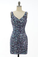 Laden Sie das Bild in den Galerie-Viewer, Schwarzes Pailletten-Cocktailkleid