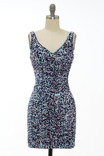 Schwarzes Pailletten-Cocktailkleid