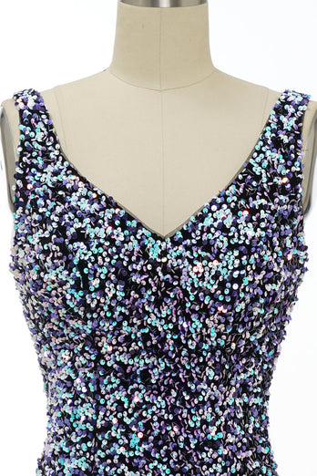 Schwarzes Pailletten-Cocktailkleid
