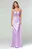 Laden Sie das Bild in den Galerie-Viewer, Blue Schatz Etui Satin Maxi Formelle Kleid