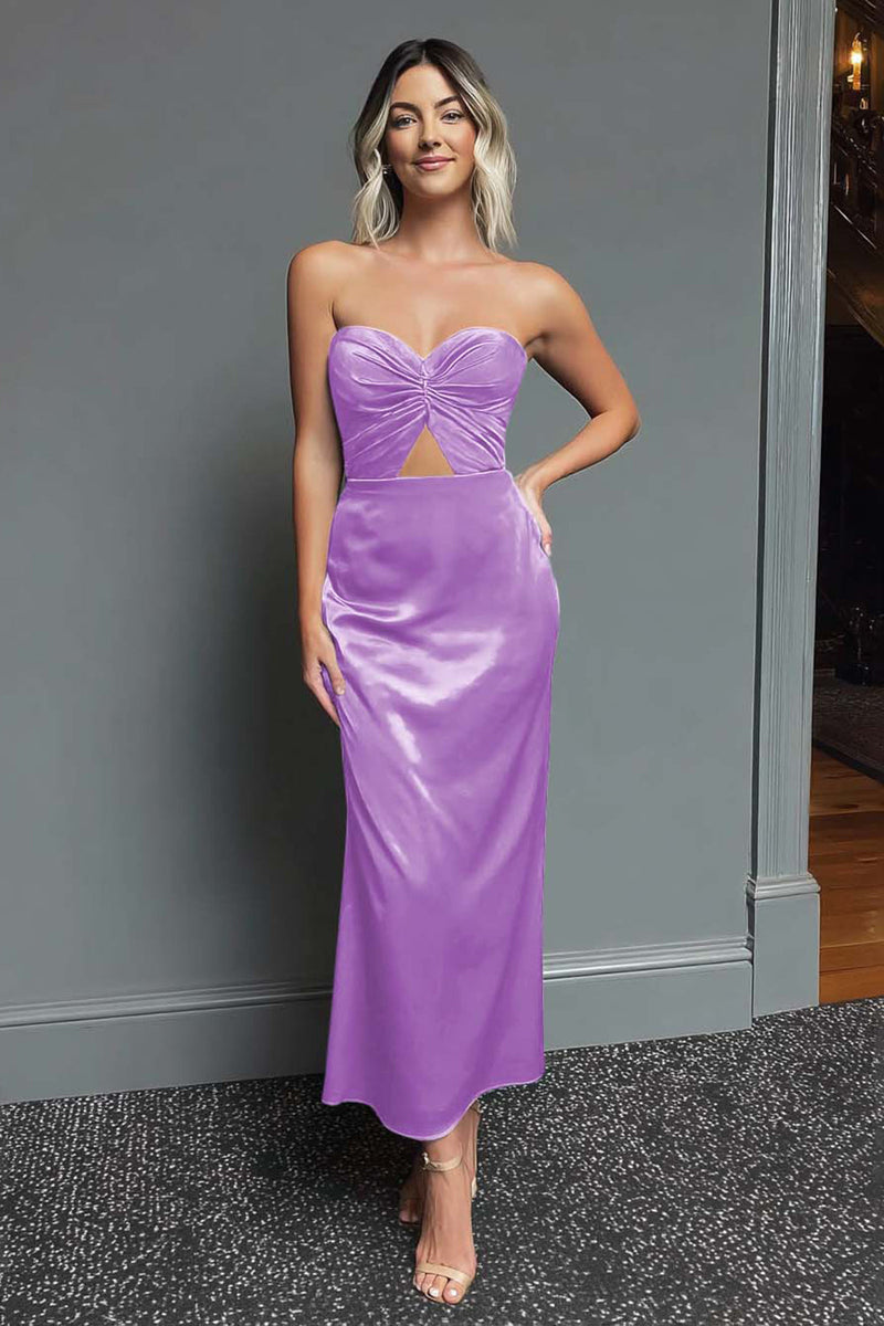 Laden Sie das Bild in den Galerie-Viewer, Dunkelblau Schatz Etui Satin Maxi Formelle Kleid