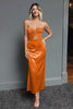 Laden Sie das Bild in den Galerie-Viewer, Dunkelgrün Schatz Etui Satin Maxi Formelle Kleid