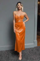 Laden Sie das Bild in den Galerie-Viewer, Dunkelgrün Schatz Etui Satin Maxi Formelle Kleid