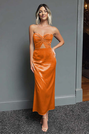 Dunkelgrün Schatz Etui Satin Maxi Formelle Kleid