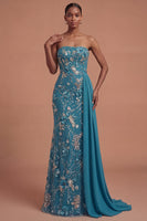Laden Sie das Bild in den Galerie-Viewer, Rosa Blumenmuster Glitzer Langes Abiballkleid mit Cape