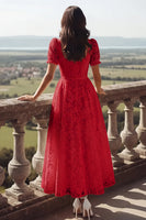 Laden Sie das Bild in den Galerie-Viewer, Weiß Spitze Eckiger Ausschnitt Langes Brautkleid mit Ärmeln