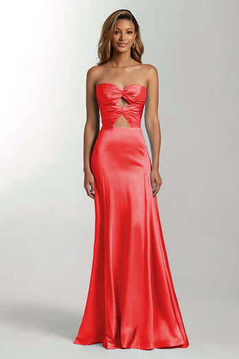 Dunkelgrün Meerjungfrau Schatz Satin Maxi Formelle Kleid