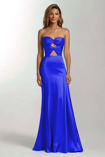 Dunkelgrün Meerjungfrau Schatz Satin Maxi Formelle Kleid