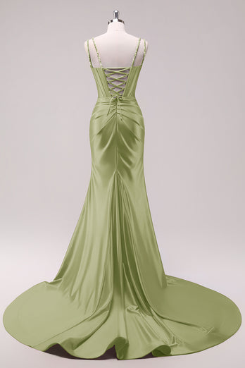 Glitzer Schwarz Korsett Spaghettiträger Lange Abendkleid mit Schlitz