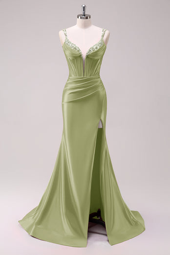 Glitzer Schwarz Korsett Spaghettiträger Lange Abendkleid mit Schlitz