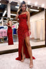 Laden Sie das Bild in den Galerie-Viewer, Glitzerndes Liia Spaghettiträger Pailletten Langes Ballkleid mit Schlitz