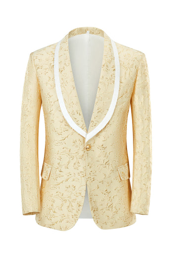 Champagner Schal Revers Ein-Knopf Jacquard Herren 2-Teiliger Ballanzug