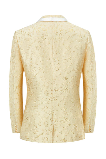 Hellrosa Schal Ein-Knopf Revers Jacquard 2-Teiliger Herren Ballanzug